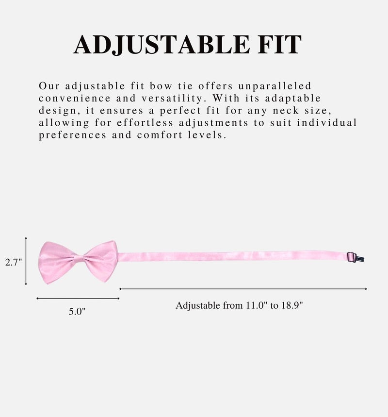 MD Style Bow Ties for Men Pre-Tied Adjustable - Classic Men's Bow Tie - Tuxedo Wedding Formal Bowtie Solid Color Bowties - Image 5